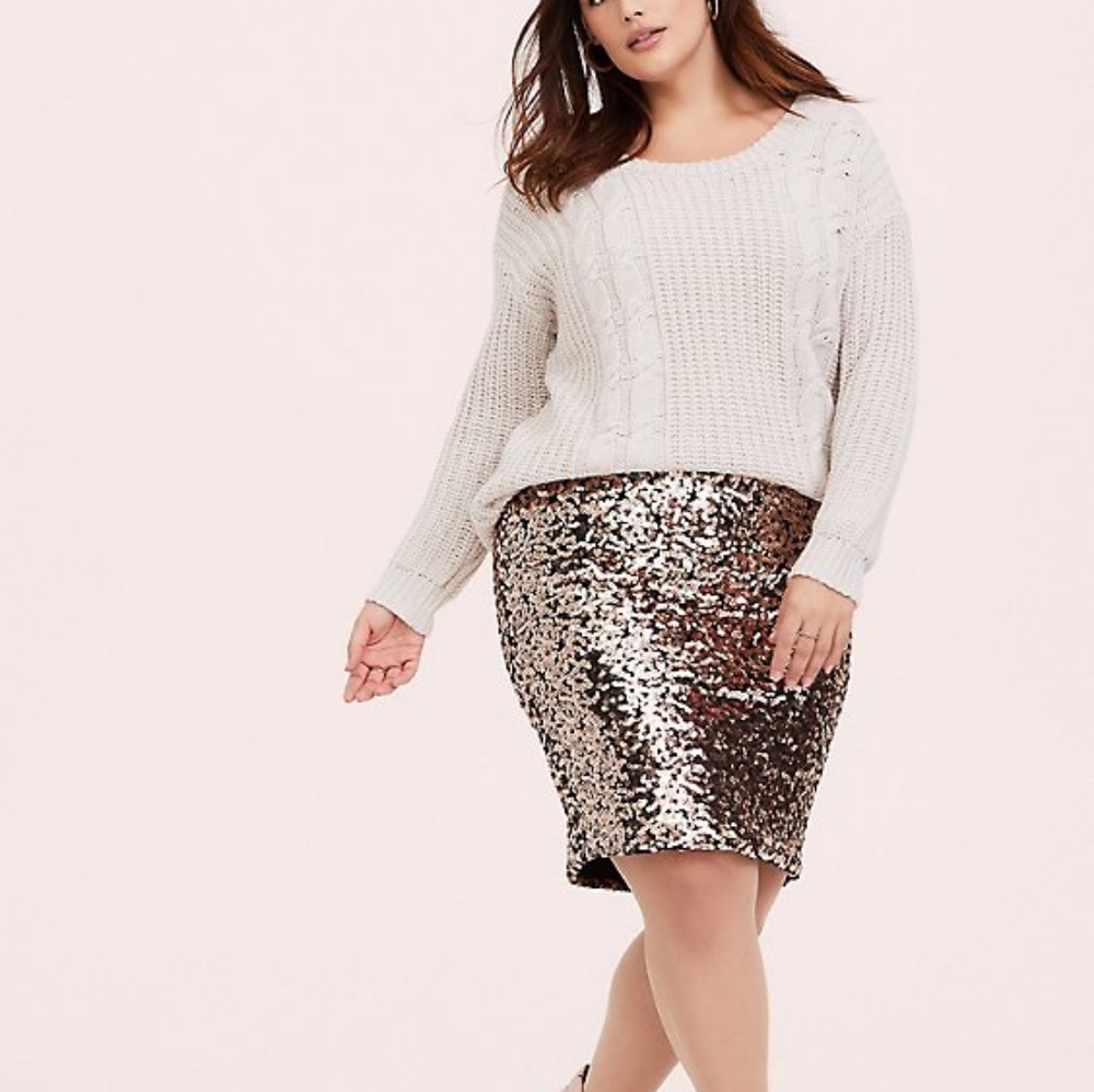 Torrid Champagne Gold Sequin Skirt